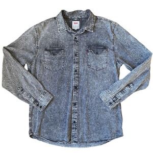 Levi's Acid Wash Denim Button Down Shirt, Grey & Black